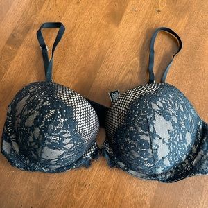 Black and tan lace bra